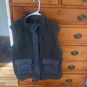 Brown Fleece Vest with Pockets